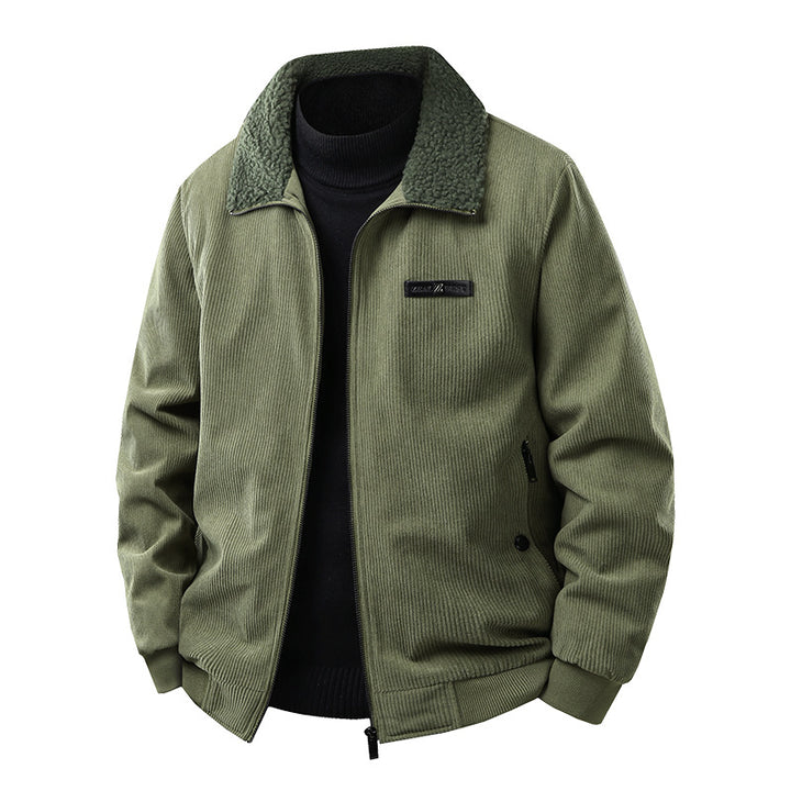 Herren Cord-Collegejacke mit Sherpa-Kragen, Reißverschluss und praktischen Seitentaschen Echoarchiv