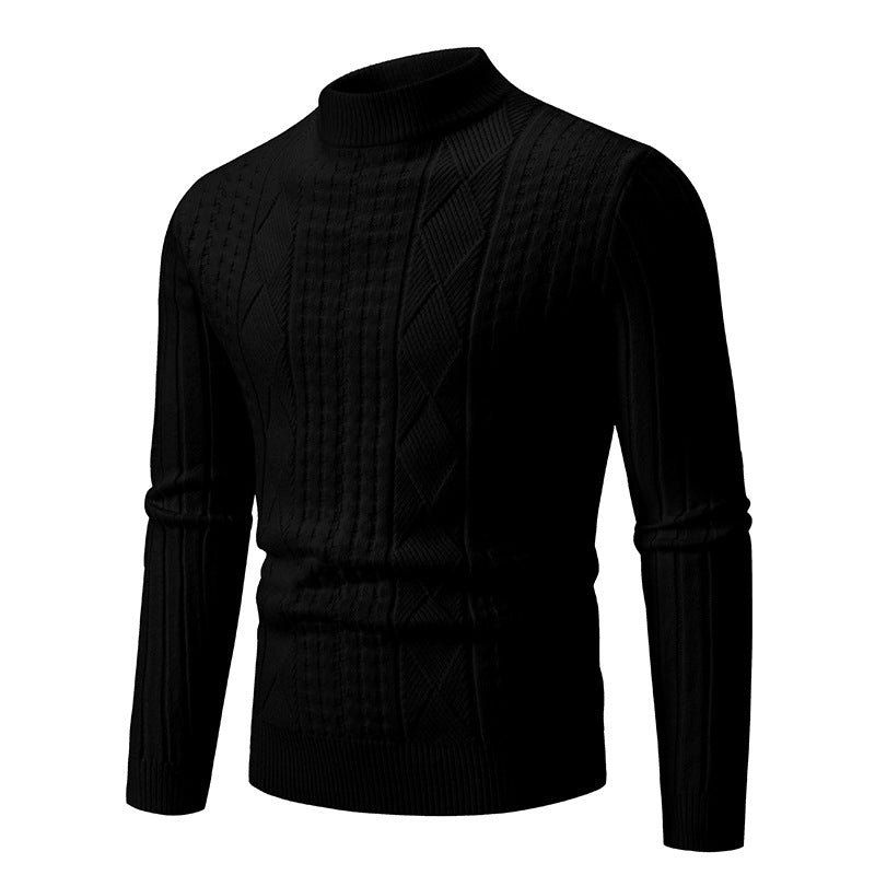 Herren Strickpullover mit strukturiertem Muster und hohem Kragen Echoarchiv