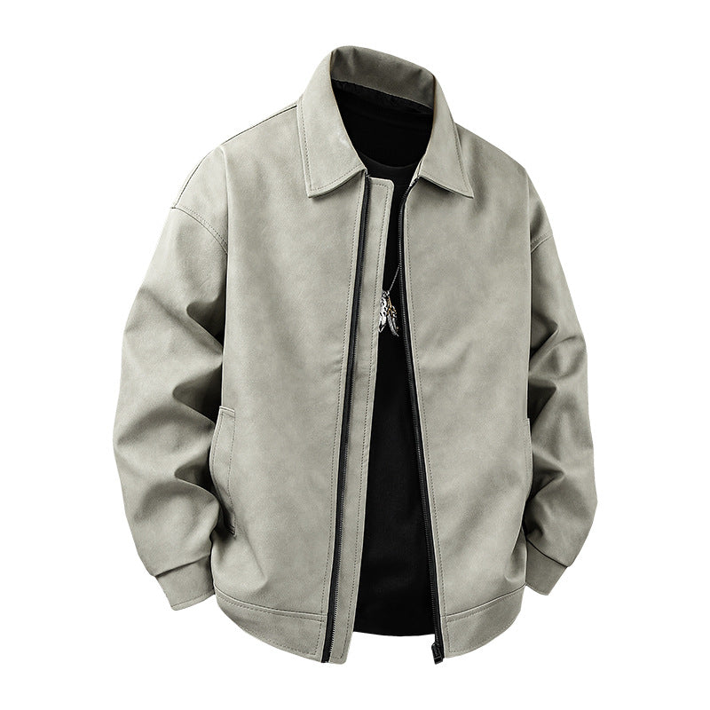 Herren sportliche Kunstlederjacke mit elastischem Bund Echoarchiv