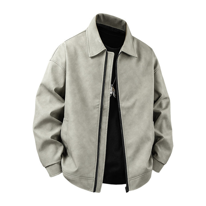 Herren sportliche Kunstlederjacke mit elastischem Bund Echoarchiv