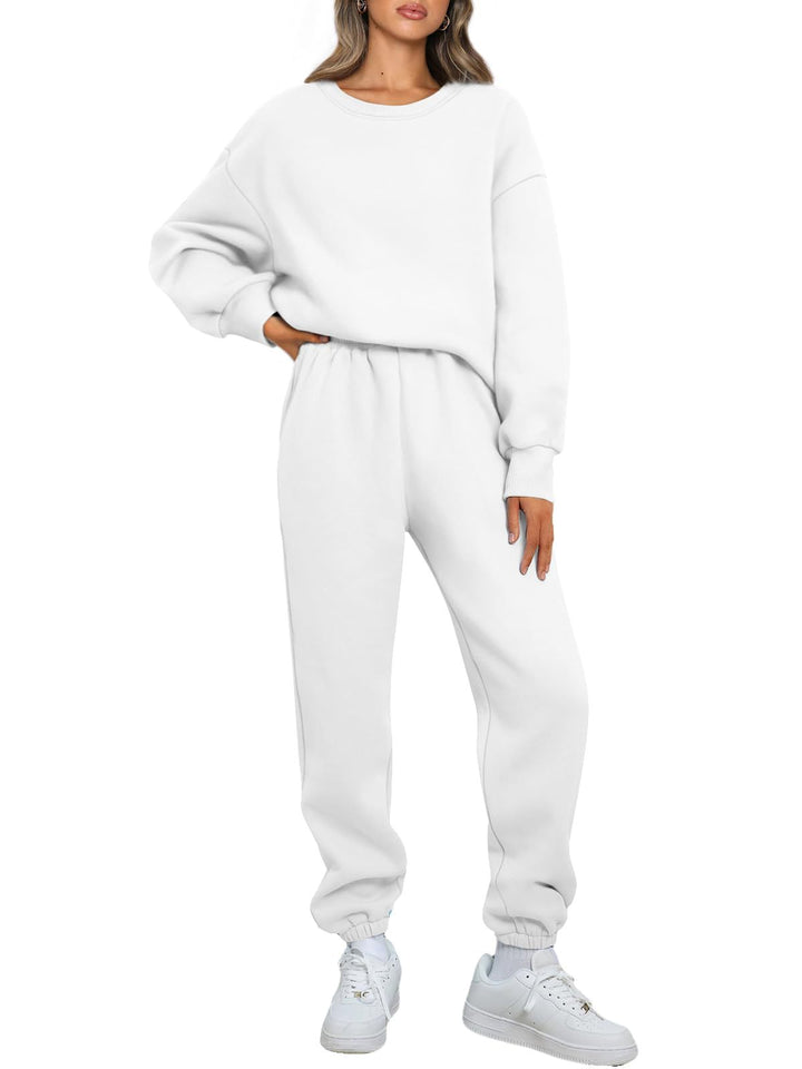 Damen gemütliches zweiteiliges Lounge-Set aus French-Terry mit Oversize-Sweatshirt und taillierter Jogginghose – Élanora