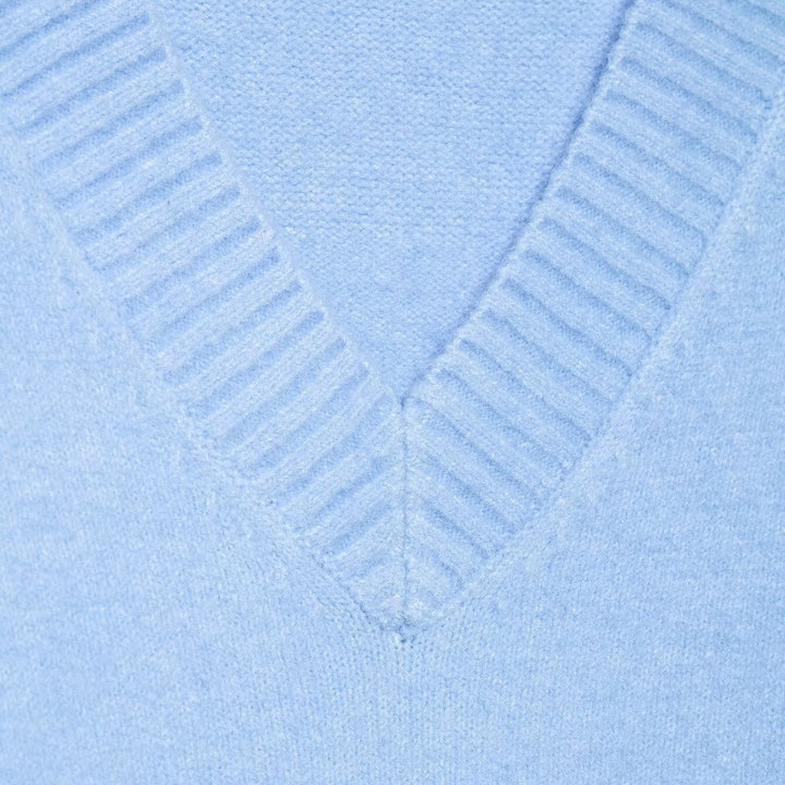 Damen Oversize V-Ausschnitt Pullover mit überschnittenen Schultern und breitem Rippbund Echoarchiv