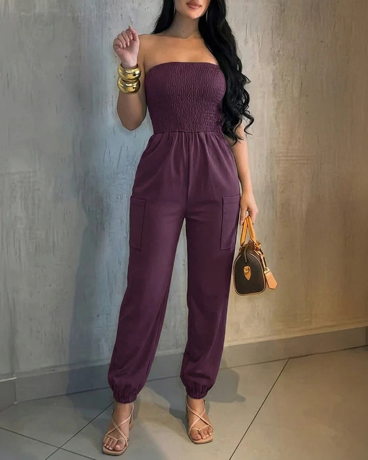 Damen Bequemes Jumpsuit mit schulterfreiem Design und praktischen Taschen Echo Archiv