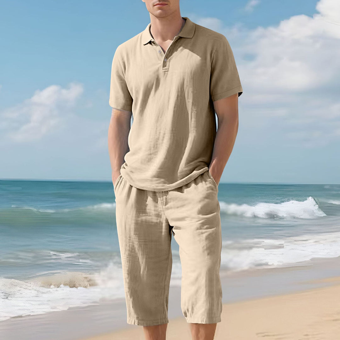 Herren nan leichtes Polo- und Bermuda-Set aus seidigem Baumwolljersey Echo Archiv
