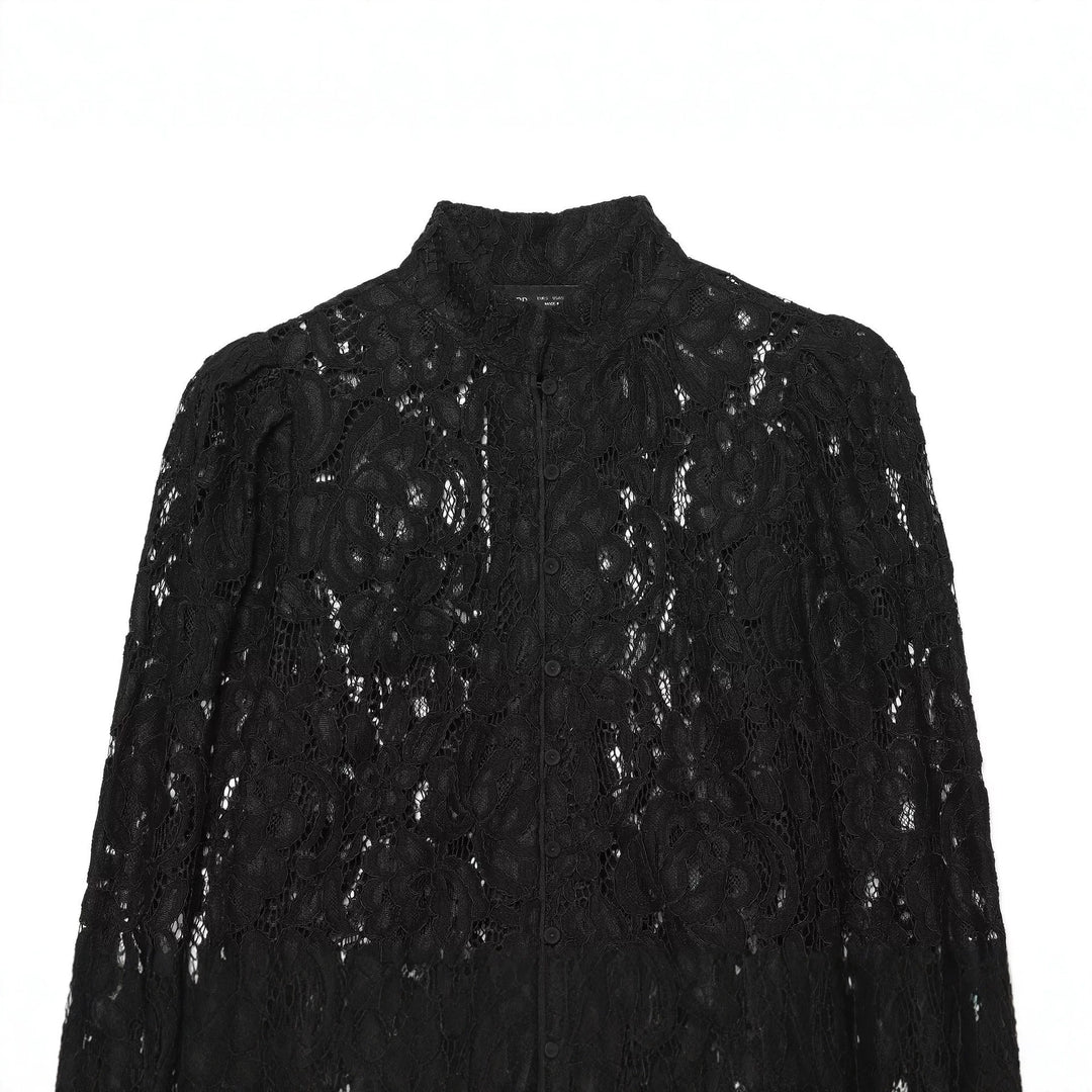Damen Cropped Spitzenjacke mit floralem Allover-Spitzendesign und Stehkragen Echoarchiv