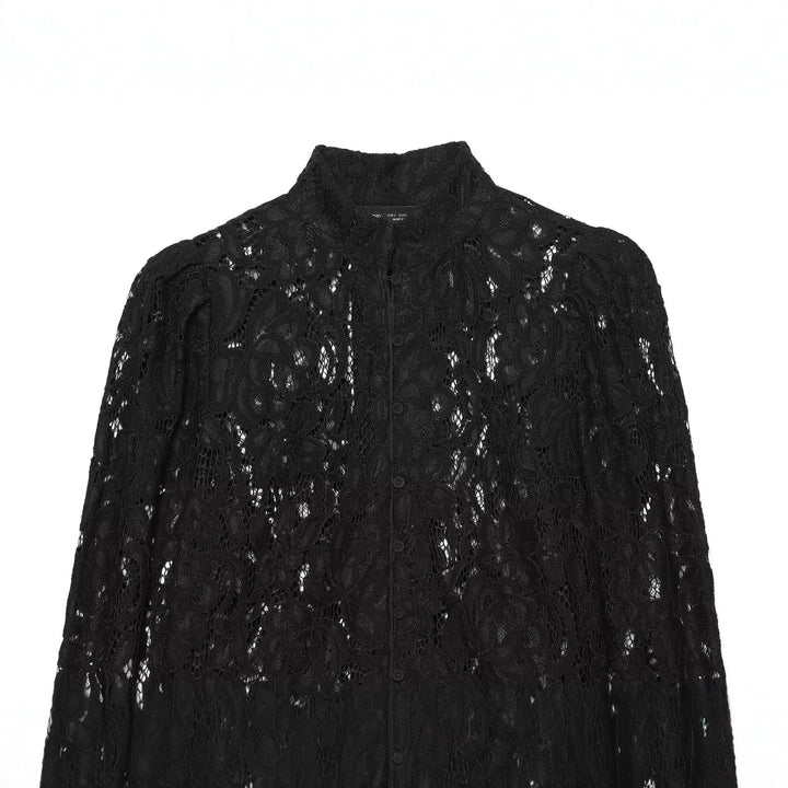 Damen Cropped Spitzenjacke mit floralem Allover-Spitzendesign und Stehkragen Echoarchiv