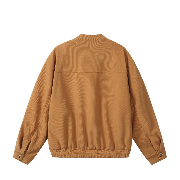 Unisex weit geschnittene Cord‑Blousonjacke mit Stehkragen, durchgehendem Reißverschluss und elastischem Saum Echoarchiv