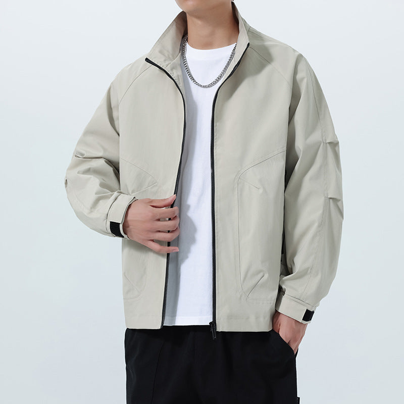 Herren Leichte Utility-Übergangsjacke mit Stehkragen, Raglanärmeln und verstellbaren Klettbündchen Echo Archiv