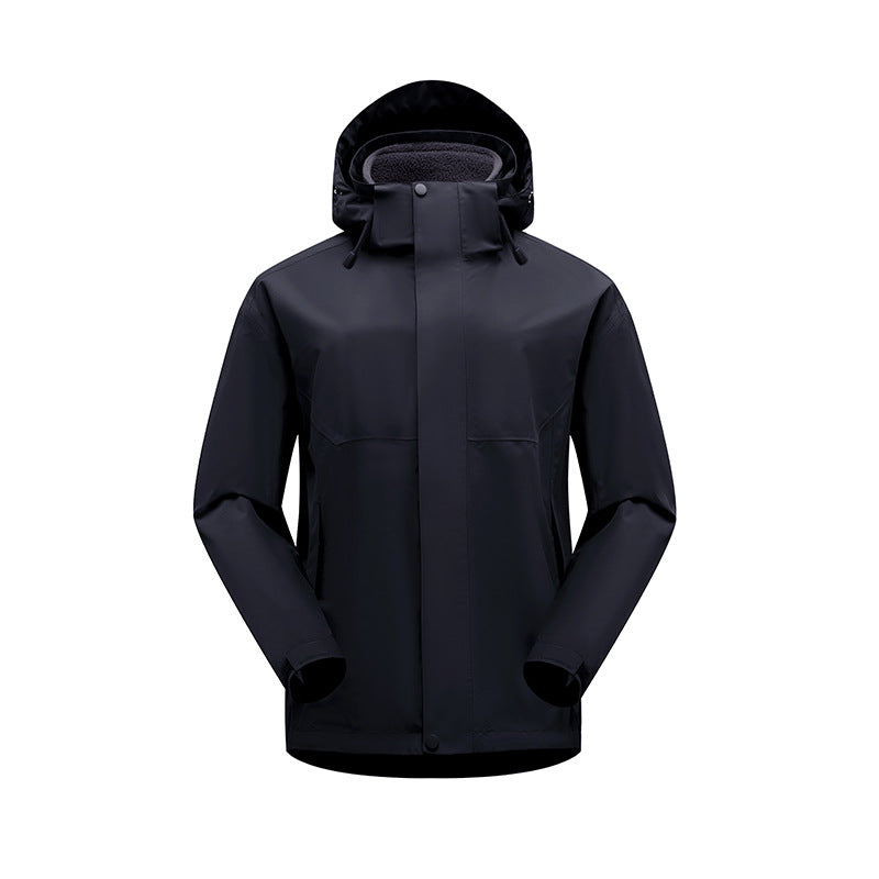 Herren Nano-Matte wasserdichte urbane Outdoor-Jacke mit getapezten Nähten, abnehmbarem Kapuzen und Fleece-Kragen – Taviero