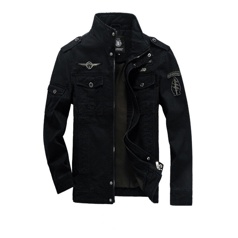 Herren Canvas-Fieldjacke im Military-Utility-Stil mit Stehkragen, Epauletten und Multifunktionstaschen Echoarchiv
