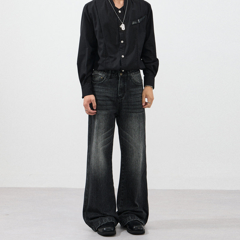 Herren Weite Vintage-inspirierte Five-Pocket-Denim-Jeans im Bodensaum-Baggy-Cut Echo Archiv