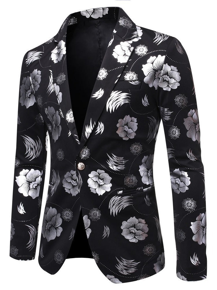 Herren eleganter Blazer mit luxuriösem Blumenmuster Echoarchiv
