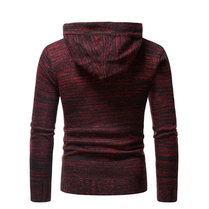 Herren modischer Strickpullover mit kuscheligem Kapuzenkragen und dekorativen Knopfdetails Echoarchiv