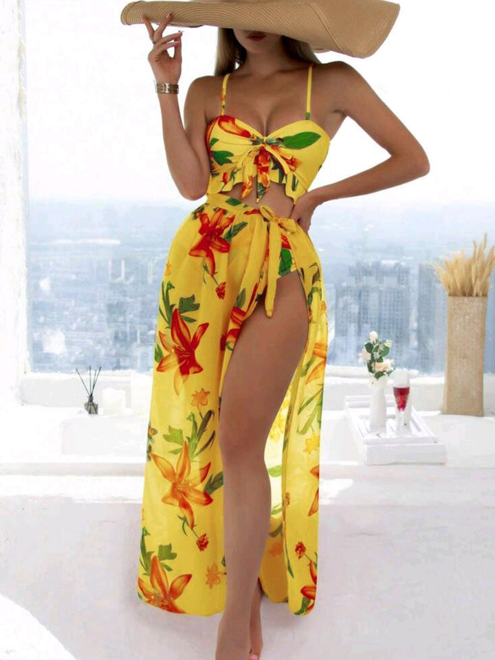 Damen Bikini-Set mit floralem Oberteil und lässigem Maxi-Rock Echo Archiv
