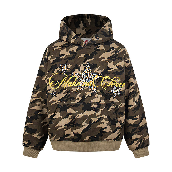 Damen Oversize Kapuzenpullover mit Kängurutasche und Leo‑Stern‑Print Echoarchiv