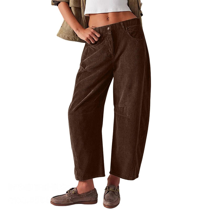 Damen Weite Cordhose mit hoher Taille, Cropped-Bein und Eingriffstaschen Echo Archiv