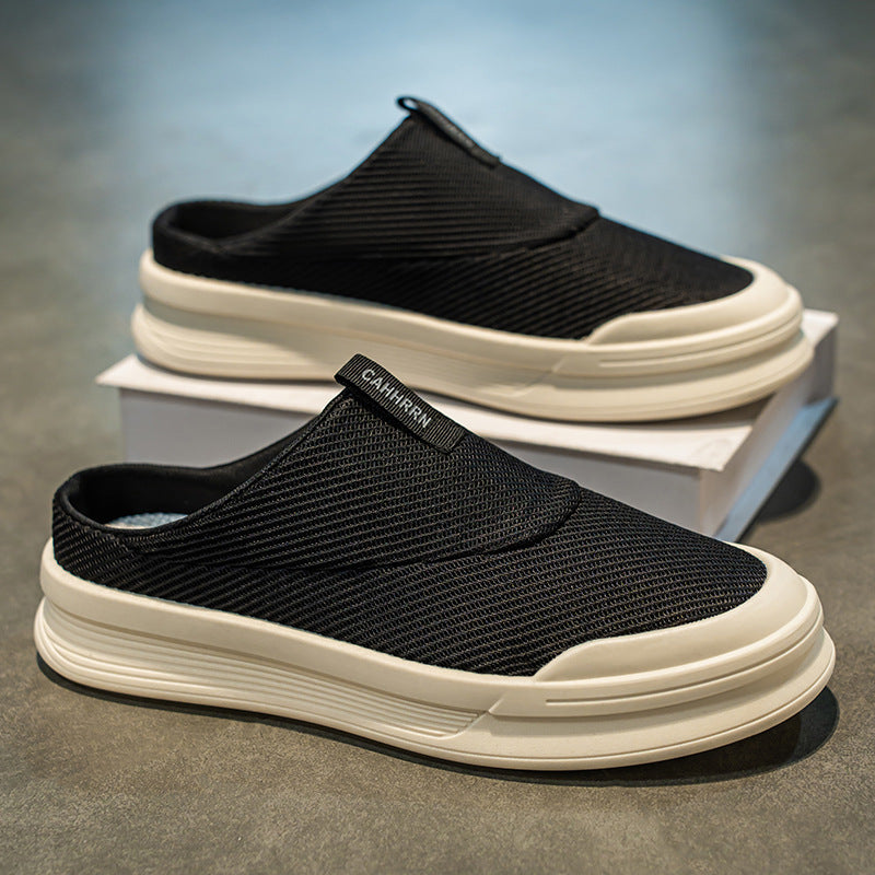 Herren Backless Slip‑On Sneaker mit atmungsaktivem Strickoberteil und dicker EVA‑Plateausohle Echoarchiv