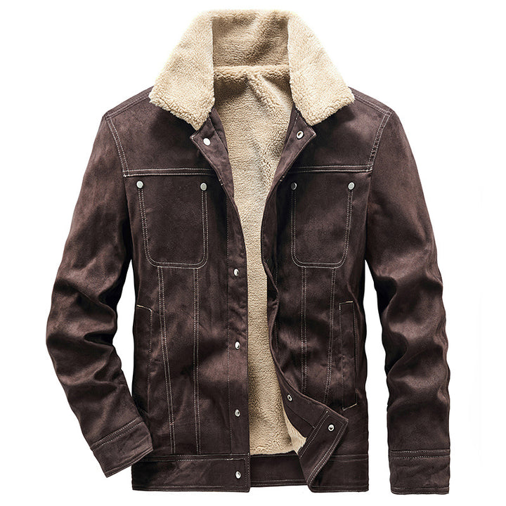 Herren Gefütterte Truckerjacke in Wildlederoptik mit Sherpa-Kragen Echo Archiv