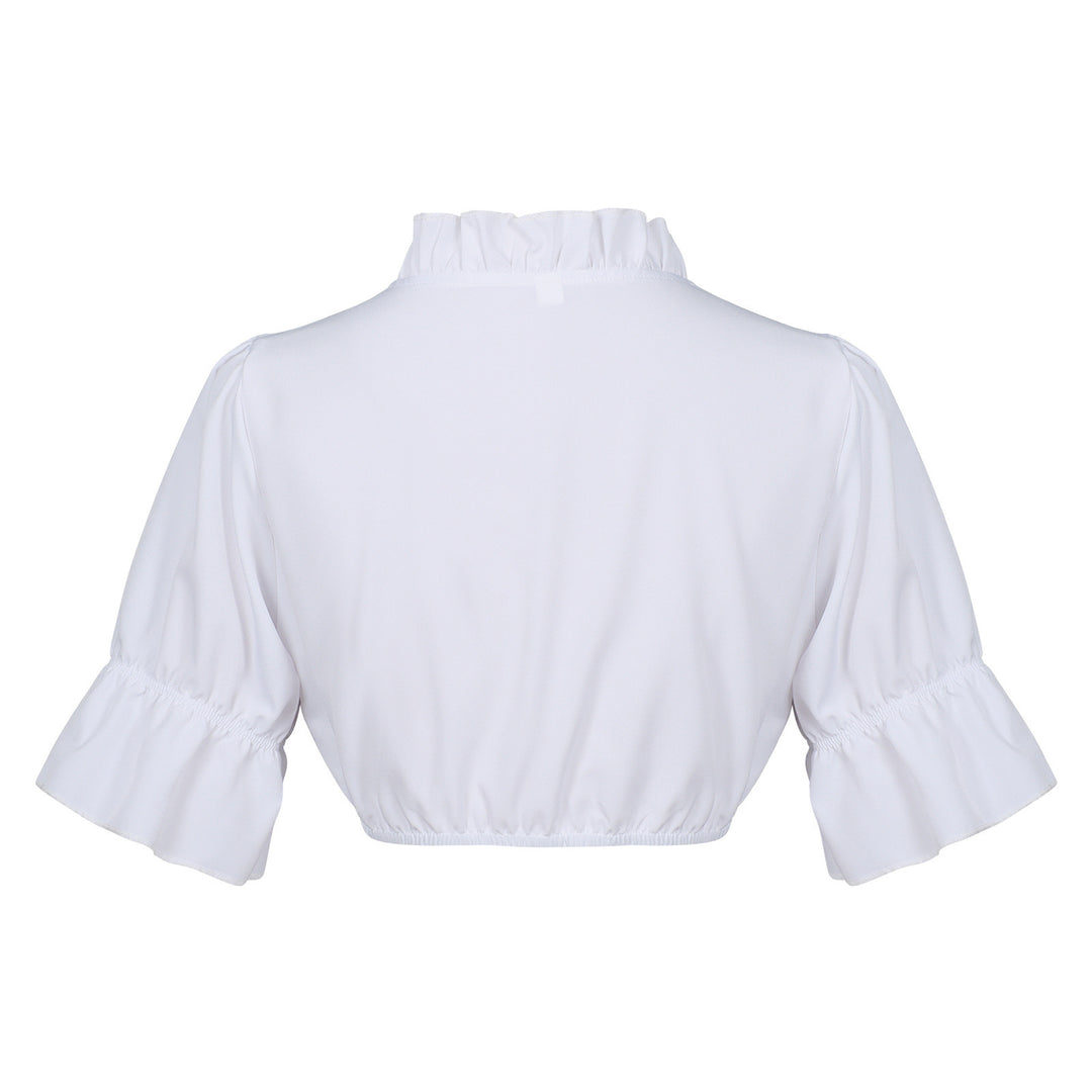 Damen nan Spitzenbolero Bluse mit Stehkragen, 3/4 Ärmeln und Bindeband Echo Archiv