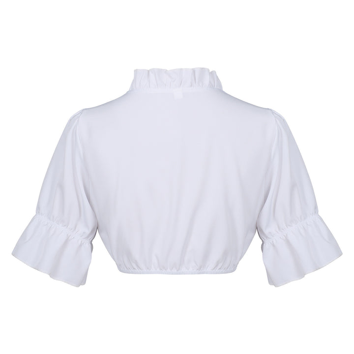 Damen nan Spitzenbolero Bluse mit Stehkragen, 3/4 Ärmeln und Bindeband Echo Archiv