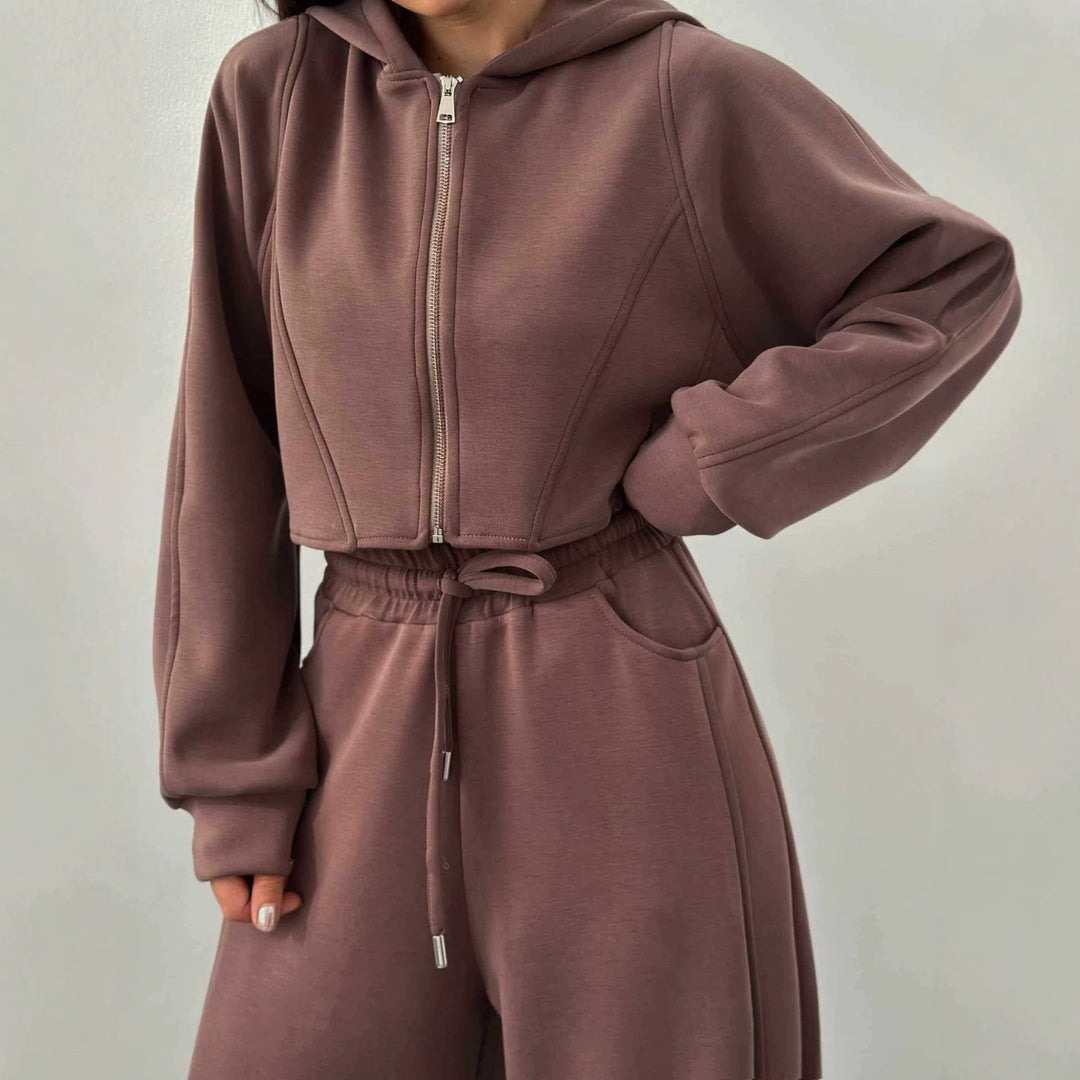 Damen nan weite Highwaist-Loungehose mit Tunnelzug, Eingrifftaschen und Ziernähten Echo Archiv