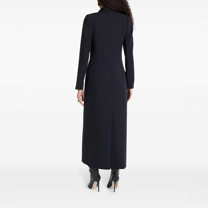 Damen Maxikleid im Smoking‑Blazer‑Stil mit Schalkragen und Ein‑Knopf‑Verschluss Echoarchiv