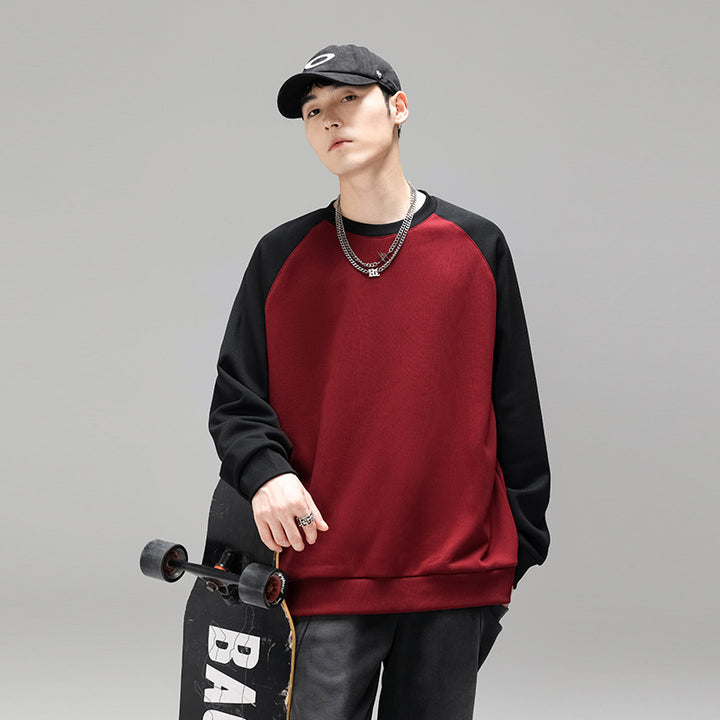 Herren Raglan‑Sweatshirt mit kontrastärmel, weichem Fleece‑Innenfutter und geripptem Saum Echo Archiv
