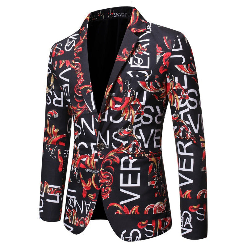 Herren Designer-Blazer mit kreativem Schriftzug Echoarchiv