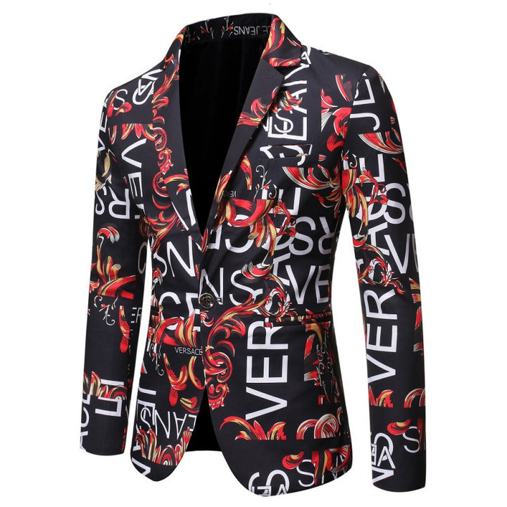 Herren Designer-Blazer mit kreativem Schriftzug Echoarchiv