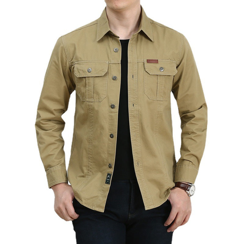 Herren Leichtes Canvas-Overshirt im Utility‑Stil mit Brustpattentaschen und Hemdkragen Echoarchiv