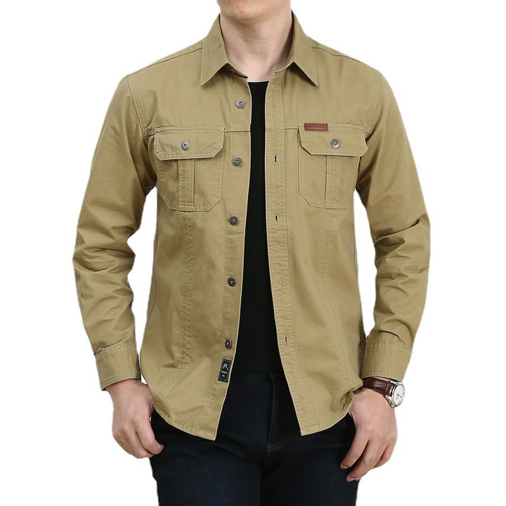 Herren Leichtes Canvas-Overshirt im Utility‑Stil mit Brustpattentaschen und Hemdkragen Echoarchiv