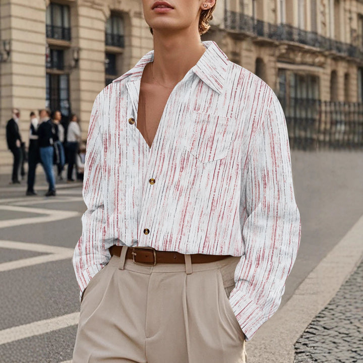 Herren Langarmhemd mit strukturiertem Design Echoarchiv