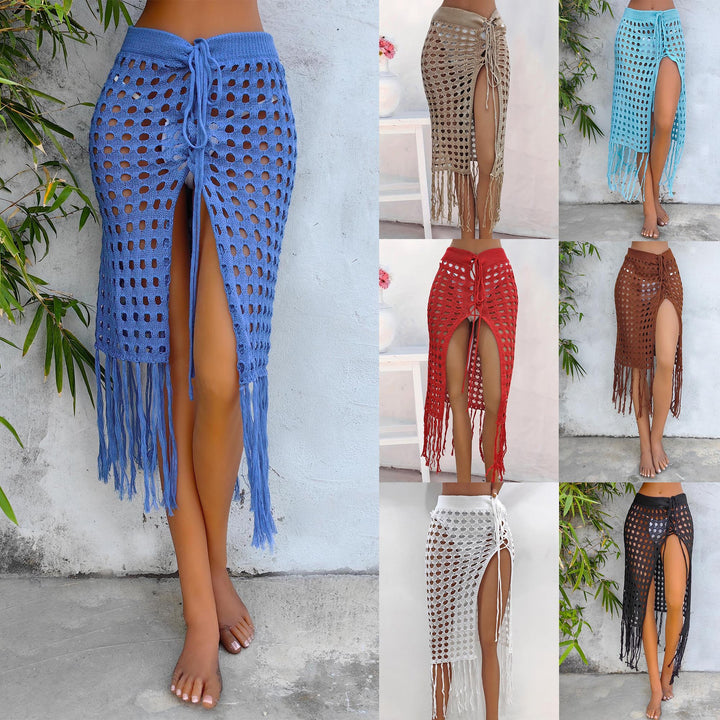 Damen gehäkelter Strand-Sarong mit Fransen Echo Archiv