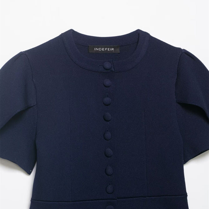 Damenbluse mit strukturierten Puffärmeln und Knopfdetail Echo Archiv
