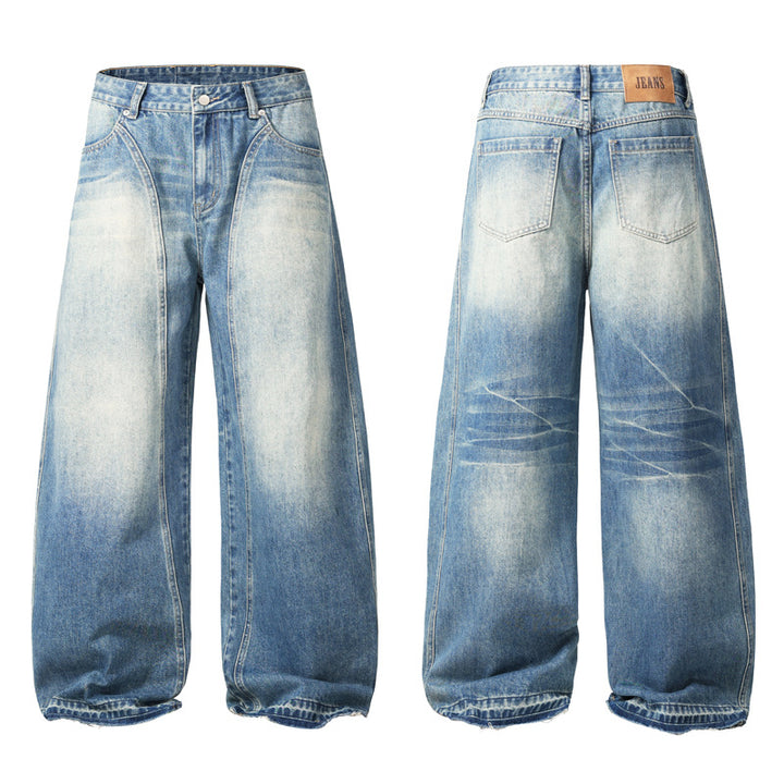 Herren Extraweite Vintage-Denim-Jeans mit Palazzoschnitt und vertikaler Nahtführung Echo Archiv