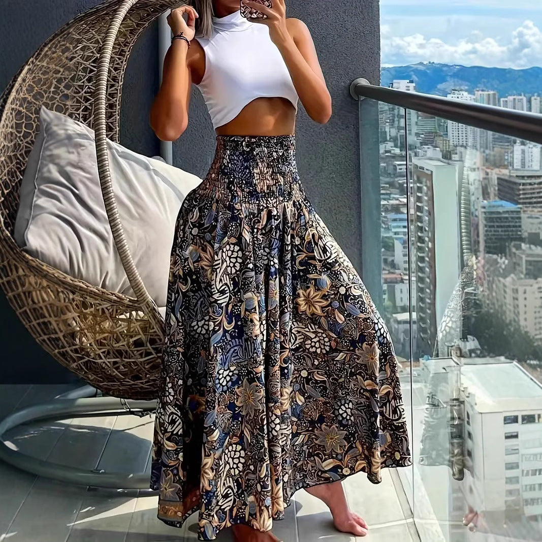 Damen Maxirock mit hohem Smokbund und floraler Paisley‑Optik Echo Archiv