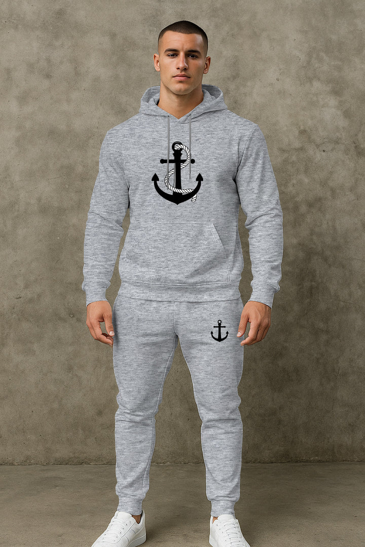 Herren Hoodie- und Jogginghose-Set mit maritimem Ankerdesign Echoarchiv