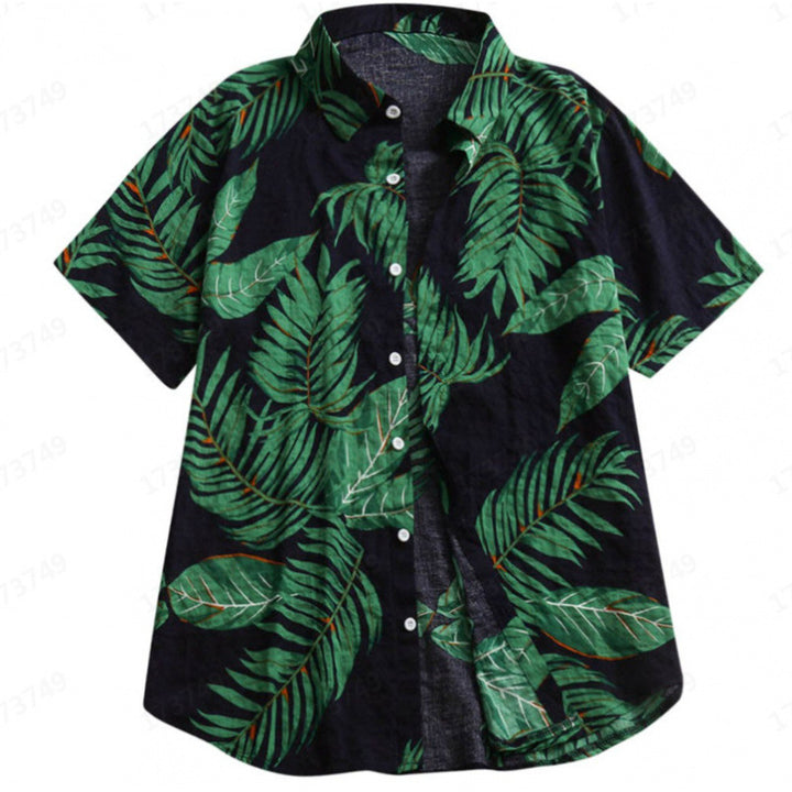Herren Tropical Leaf Print Freizeitshirt Echoarchiv