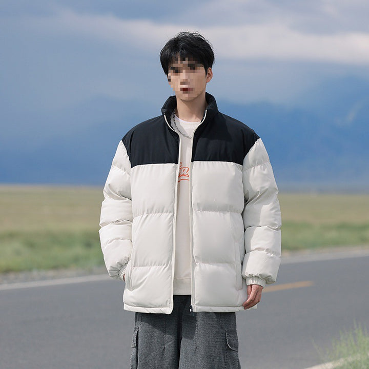 Herren Oversize-Steppjacke mit Colourblock-Schulter, hoher Stehkragen & windabweisender Wattierung Echoarchiv