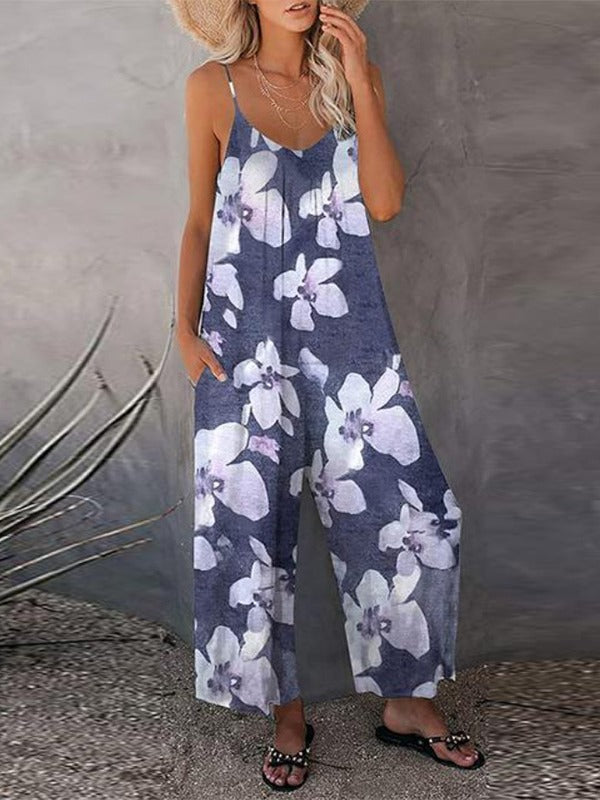 Damen Luftiger Sommeroverall mit breiten Beinen und praktischen Taschen Echoarchiv