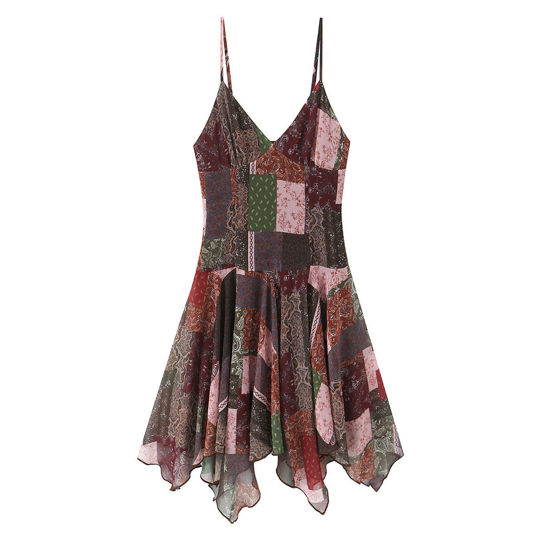 Damen Wickelkleid im modernen Patchwork-Design mit voluminösem Rock Echo Archiv