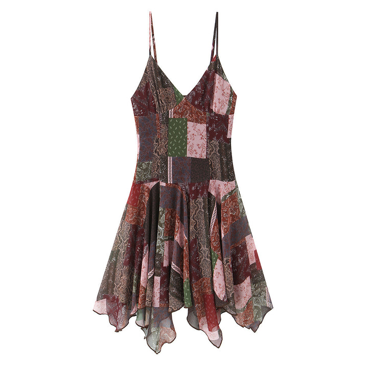 Damen Wickelkleid im modernen Patchwork-Design mit voluminösem Rock Echo Archiv