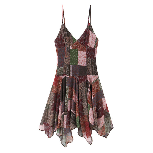 Damen Wickelkleid im modernen Patchwork-Design mit voluminösem Rock Echo Archiv