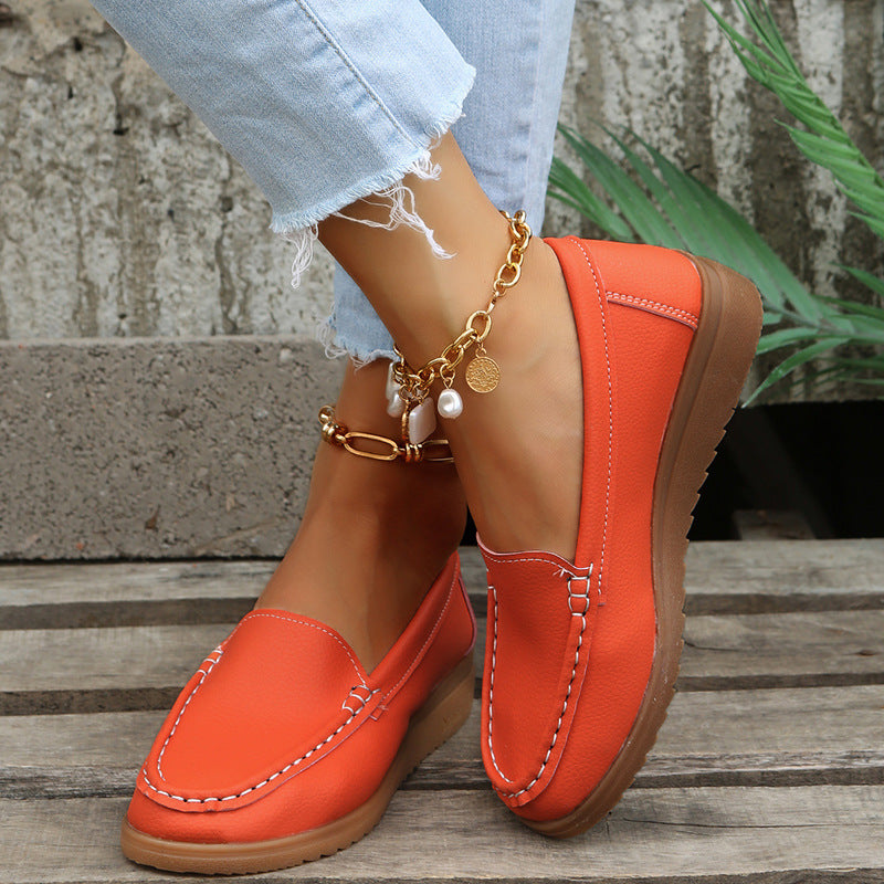 Damen lässige Slip-On Loafer mit ergonomischer Keilsohle, gepolstertem Komfortfußbett und dekorativer Kontrastnaht Echo Archiv