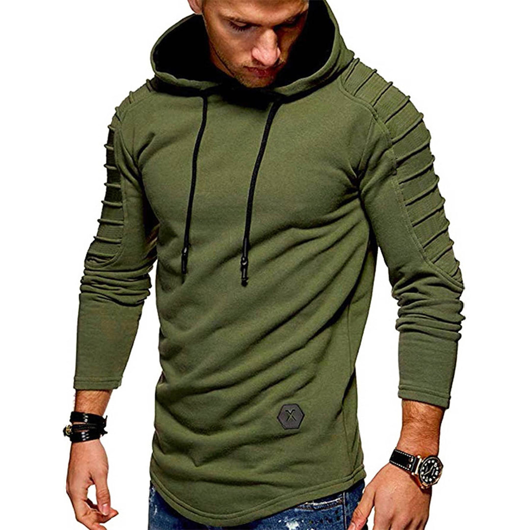 Herren Longline Kapuzenpullover mit gepolsterten Panelärmeln und tailliertem Slim-Fit Echo Archiv