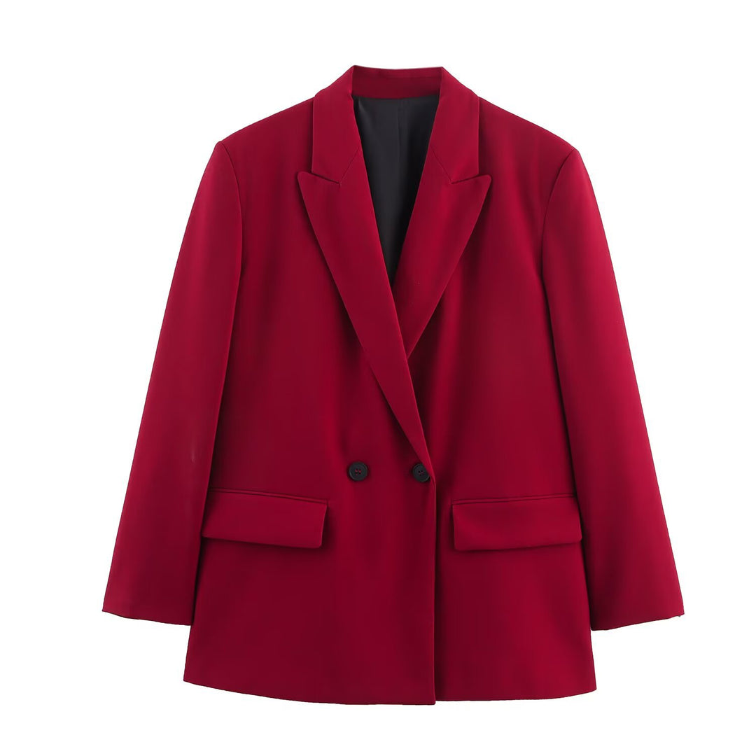 Damen Doppelreiher-Blazer mit Reverskragen, längerem Oversize-Schnitt und Pattentaschen Echo Archiv
