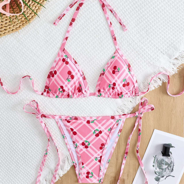 Damen Triangel-Bikini mit frischem Kirschmotiv Echo Archiv