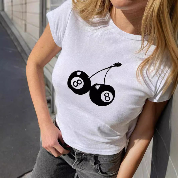 Damen Crop-Top mit floralem Grafikdruck und figurbetontem Schnitt Echo Archiv