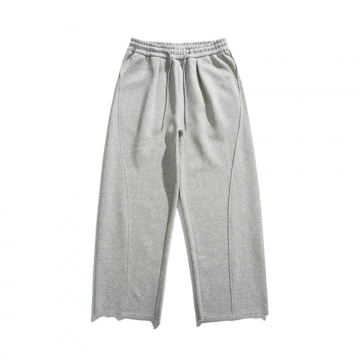 Unisex Weite Baumwoll-Fleece-Jogginghose mit Tunnelzug, Dekorativen Vordernähten und Raw-Saum Echo Archiv