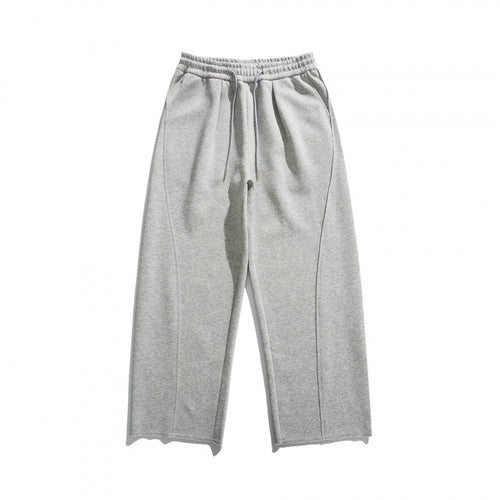 Unisex Weite Baumwoll-Fleece-Jogginghose mit Tunnelzug, Dekorativen Vordernähten und Raw-Saum Echo Archiv